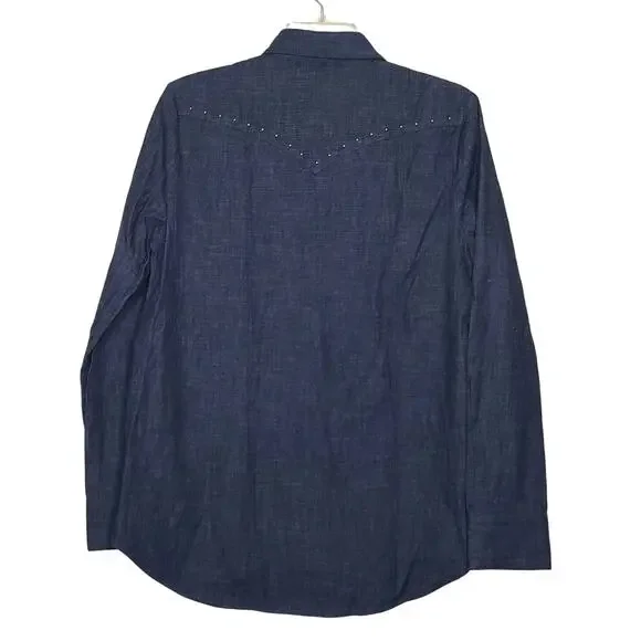 Kate Spade denim chambray floral embroidered snap button shirt - M/L? - Picture 2 of 4